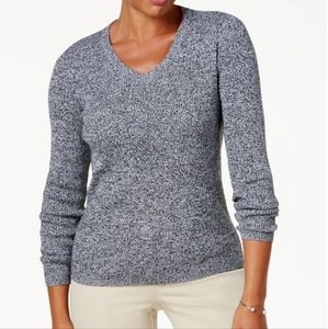 4/$25 Karen Scott Gray Marled Long Sleeve V-Neck Sweater - Sz SP NWT!